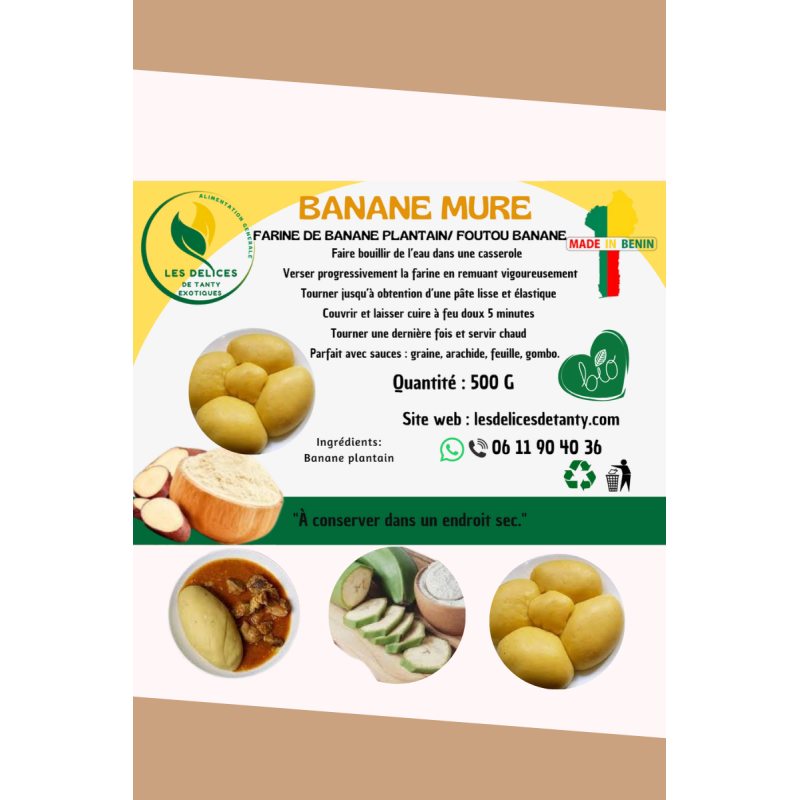 Farine de banane mure - Foutou banane mure